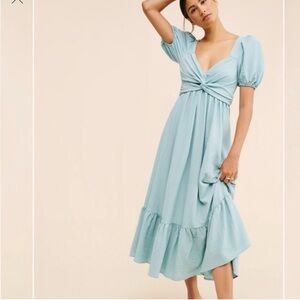 ASTR The Label Tie Back Puff Sleeve Midi Dress.
